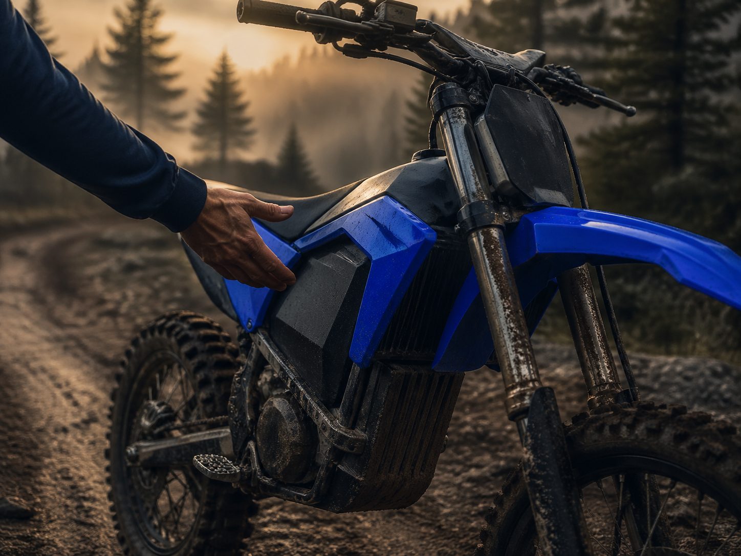 Electric Dirt Bike on trail or off-road outdoor terrain, HunterBike