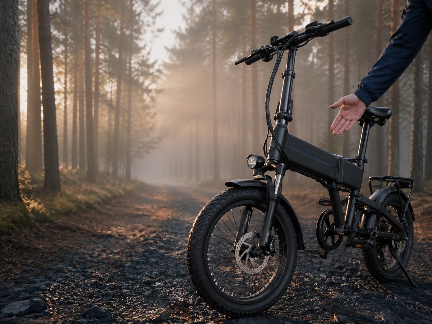 Folding Ebike on trail or off-road outdoor terrain, HunterBike