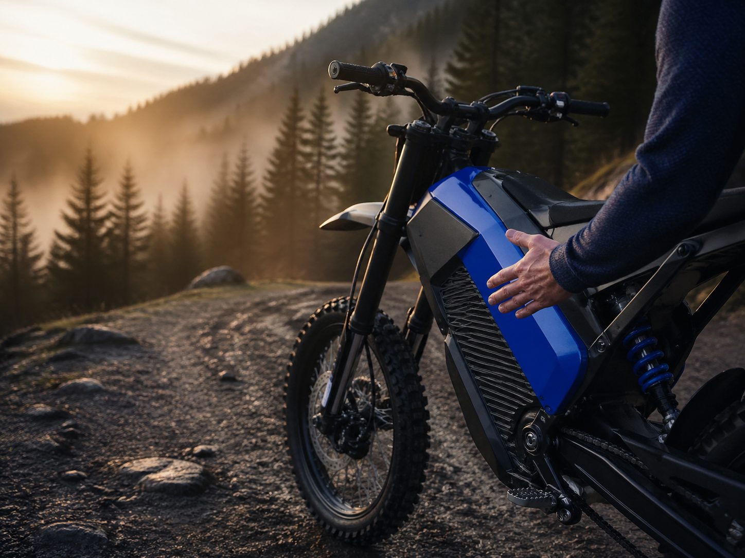 Motorbike on trail or off-road outdoor terrain, HunterBike