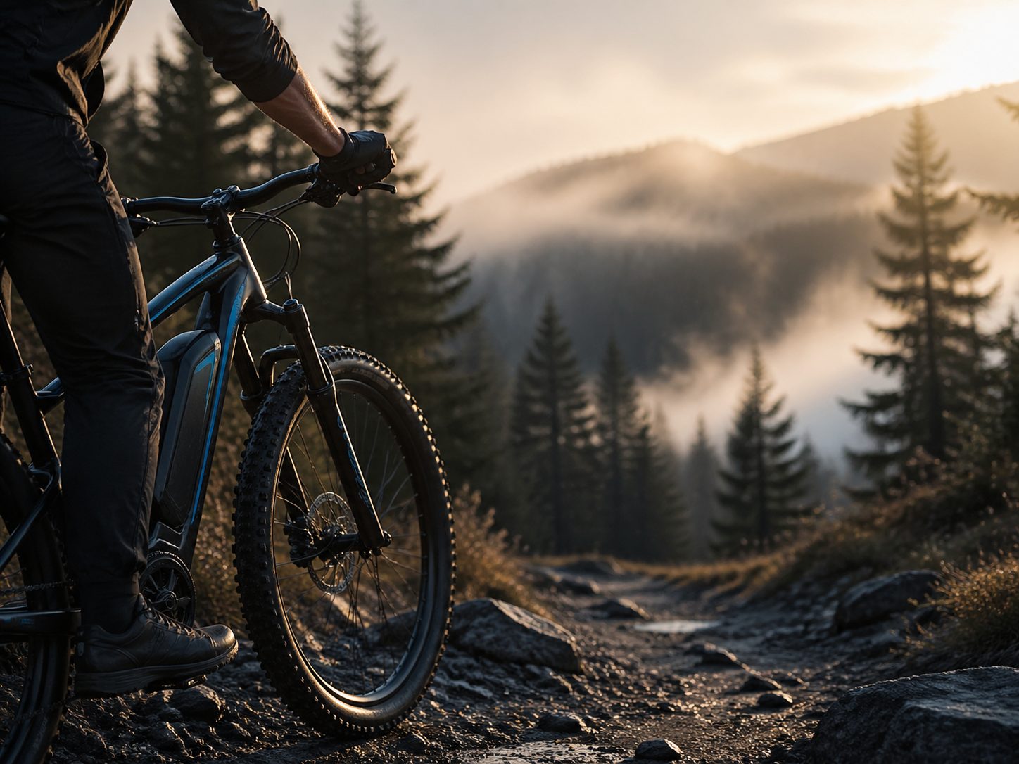 Mountain Ebike on trail or off-road outdoor terrain, HunterBike